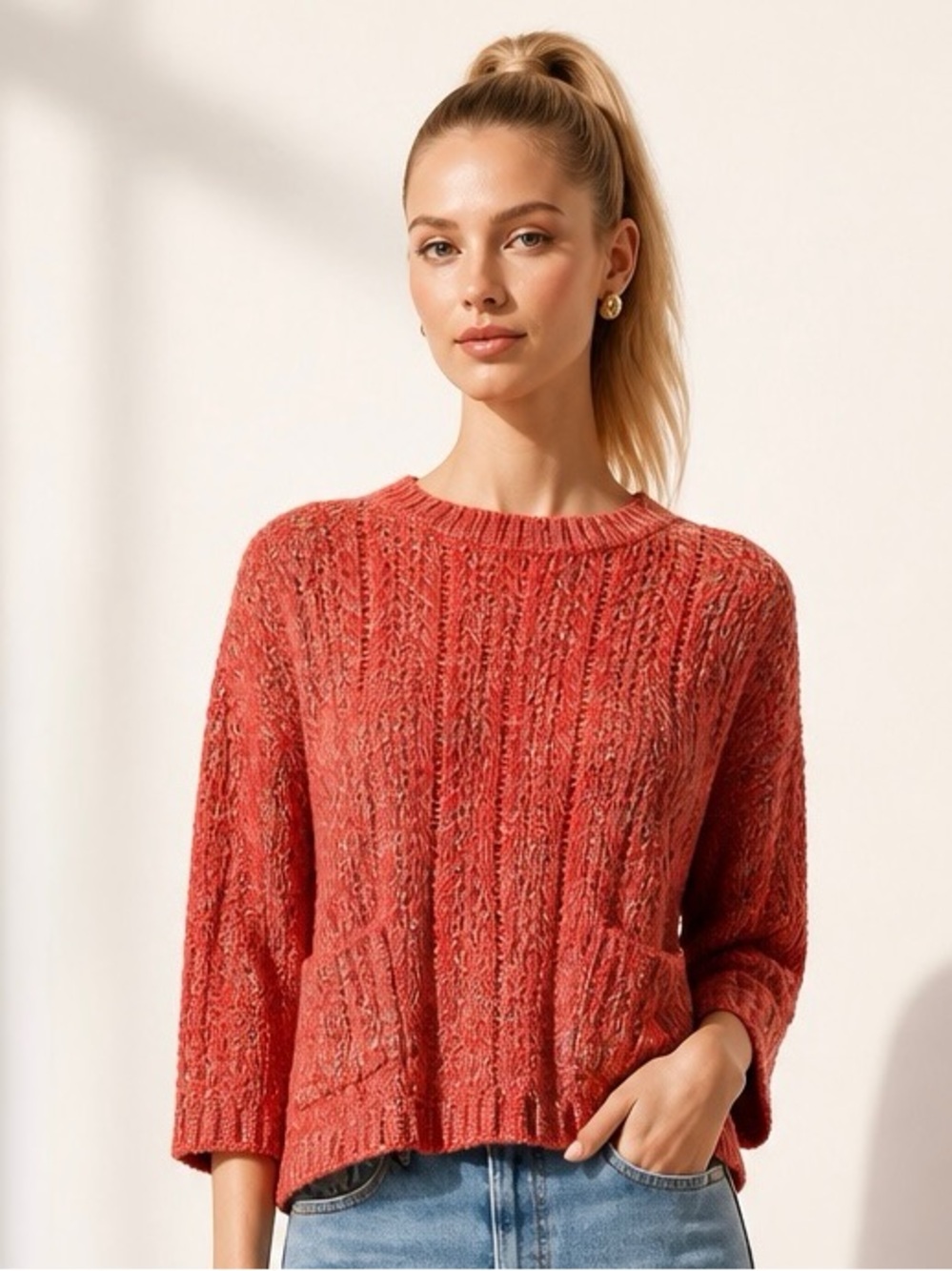 Moth Coral-Multi Knit Pullover